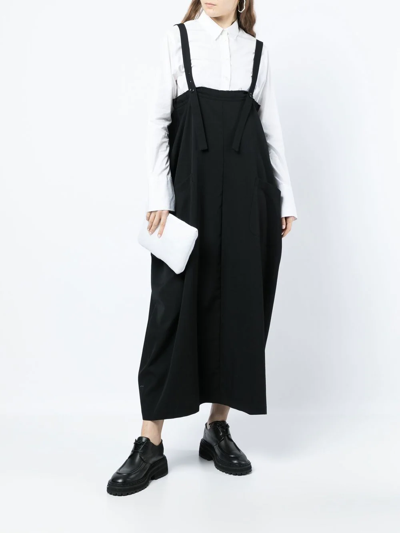 Y's Square-neck Wool Dress In Black