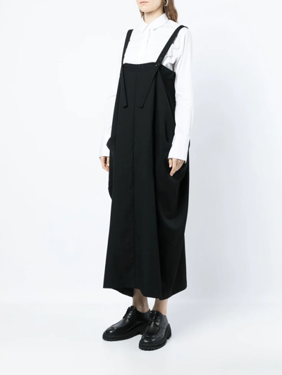 Y's Square-neck Wool Dress In Black