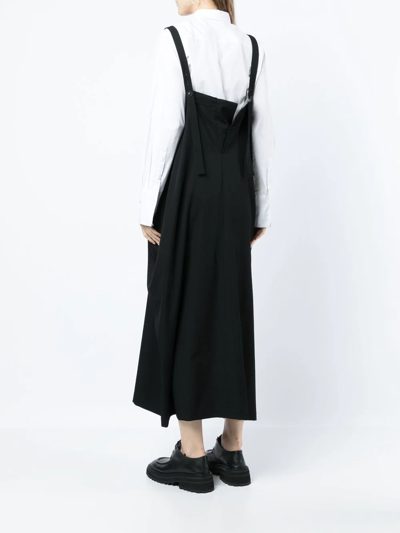Y's Square-neck Wool Dress In Black