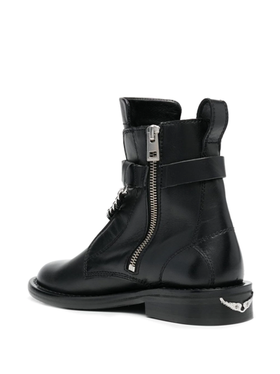 Shop Zadig & Voltaire Embellished Leather Ankle Boots In Schwarz