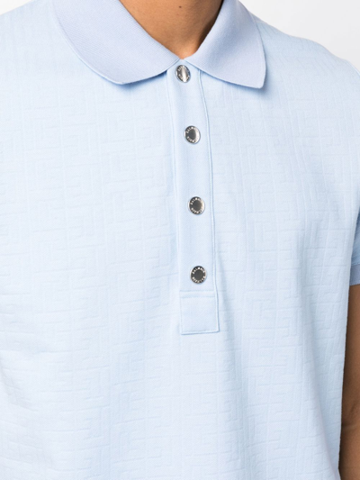 Shop Balmain Logo-embroidered Polo Shirt In Blue