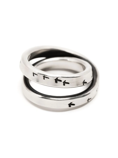 Werkstatt:münchen Bird Flight Stacked-ring In Silber