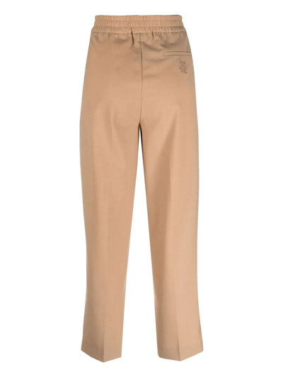Shop Semicouture Cropped Tapered-leg Trousers In Nude