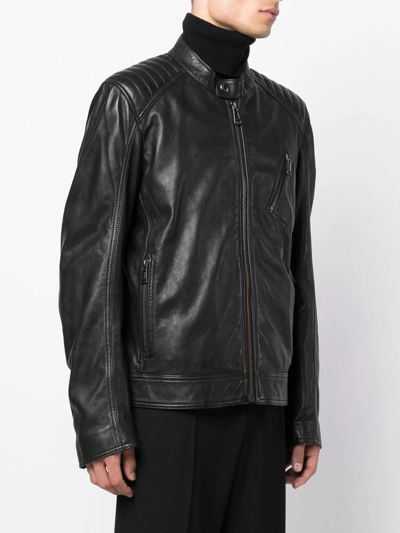 Shop Belstaff Long-sleeve Leather Jacket In Schwarz