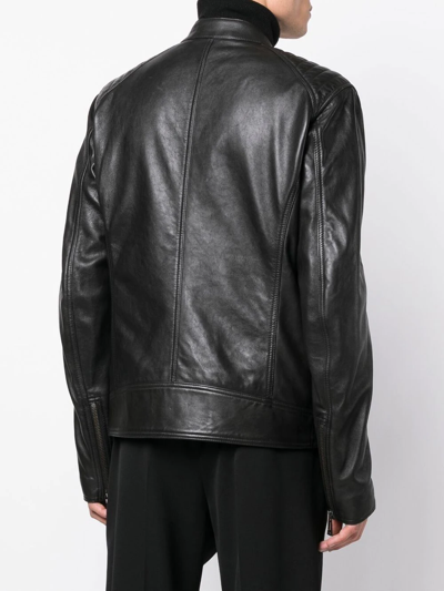 Shop Belstaff Long-sleeve Leather Jacket In Schwarz