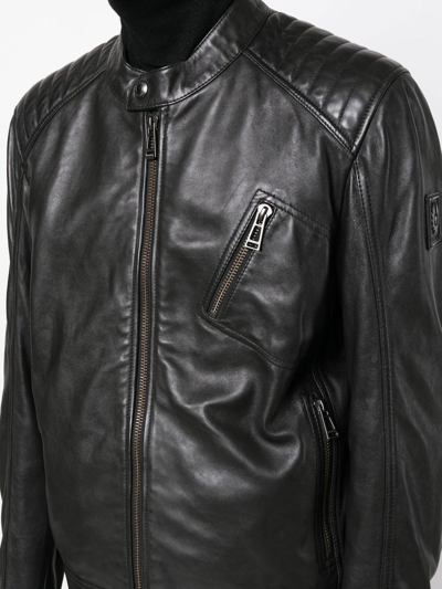 Shop Belstaff Long-sleeve Leather Jacket In Schwarz