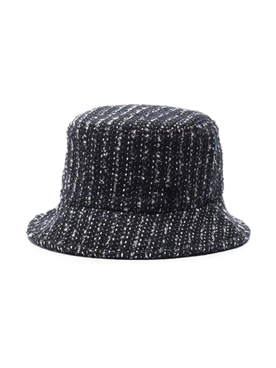 Shop Maison Michel Jason Tweed Bucket Hat In Schwarz