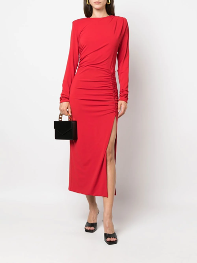 Shop Federica Tosi Ruched Midi Dress In Rot