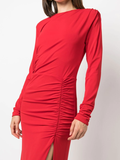 Shop Federica Tosi Ruched Midi Dress In Rot