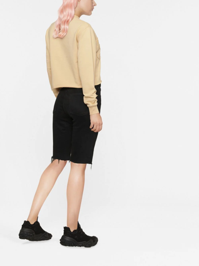 Shop Gcds Logo Print Cropped Sweatshirt In Nude