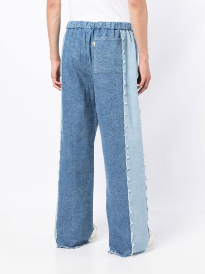 Shop Off Duty Mir Embroidered-logo Wide-leg Jeans In Blue