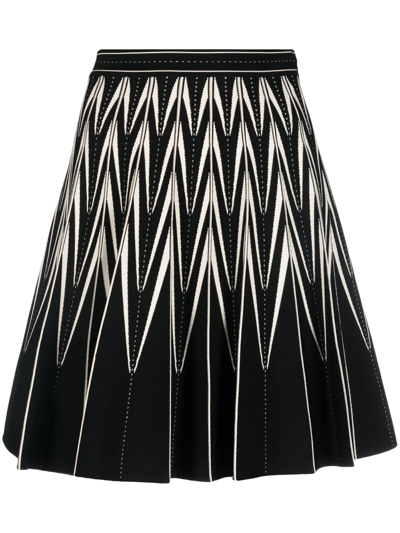 Alexander Mcqueen Black Zig-zag Pleated Mini Skirt In Schwarz
