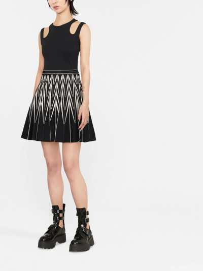 Shop Alexander Mcqueen Zig-zag Pleated Mini Skirt In Schwarz