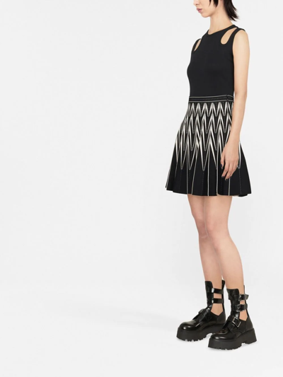 Shop Alexander Mcqueen Zig-zag Pleated Mini Skirt In Schwarz