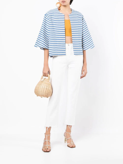 Shop Bambah Arayes Striped Jacket In Blue