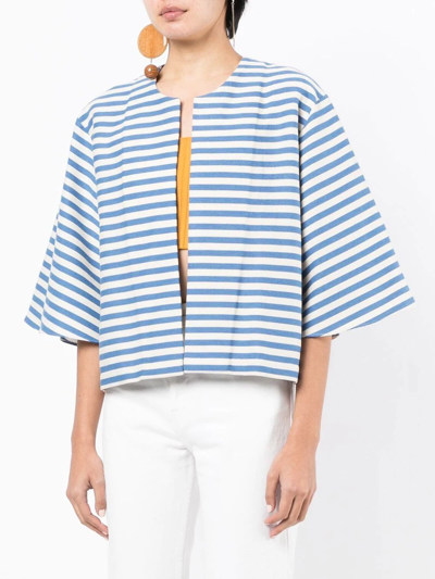 Shop Bambah Arayes Striped Jacket In Blue