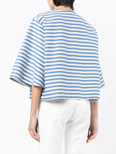 Shop Bambah Arayes Striped Jacket In Blue