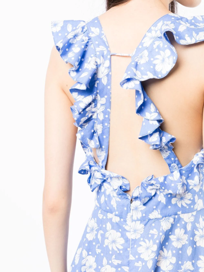 Shop Bambah Floral-print Midi Dress In Blue