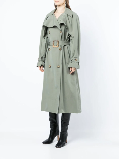 Shop Rejina Pyo Double-breasted Belted Trench Coat In Green