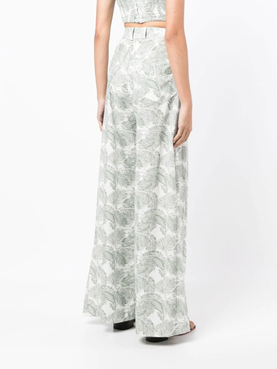 Shop Bambah Palm Leaf-print Wide-leg Trousers In Green