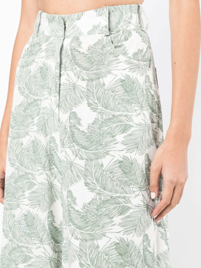 Bambah Palm Leaf-print Wide-leg Trousers In Green