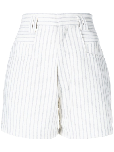 Shop Bambah High-waist Pinstripe Shorts In Blue