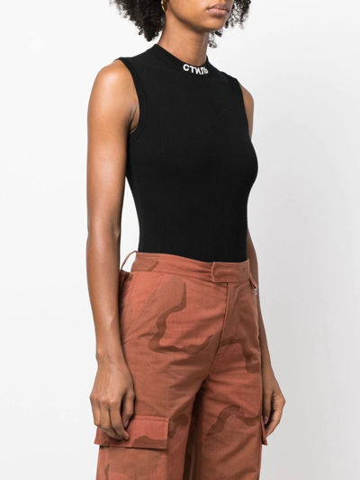 Heron Preston Embroidered-slogan Sleeveless Top In Schwarz