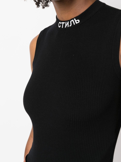 Heron Preston Embroidered-slogan Sleeveless Top In Schwarz