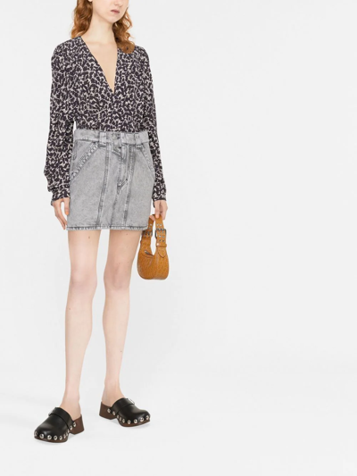 Shop Isabel Marant Étoile Vicson Denim Mini Skirt In Grau