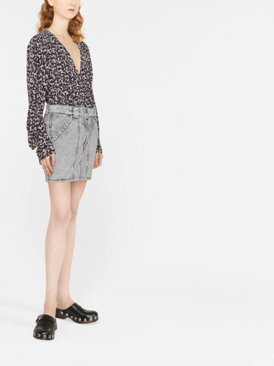 Shop Isabel Marant Étoile Vicson Denim Mini Skirt In Grau