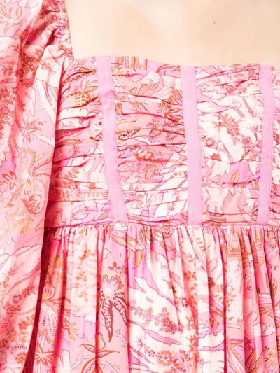 Shop Ulla Johnson Leilani Floral-print Midi Dress In Rosa