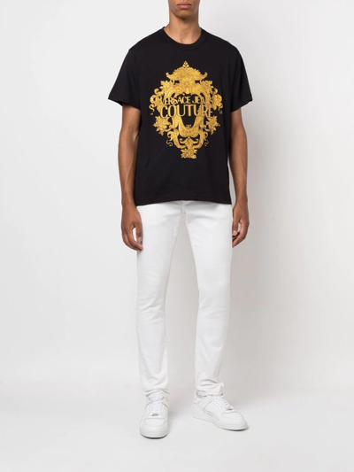 Versace Jeans Couture Baroque Crystal Cotton Jersey T-shirt In 