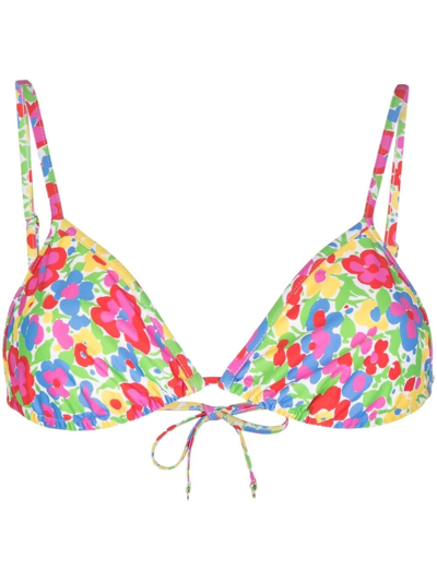 Shop Faithfull The Brand Izzi Floral-print Bikini Top In Mehrfarbig