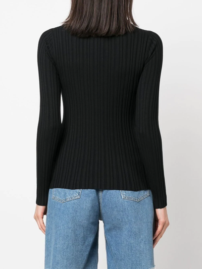 Shop Iro Wrap-design Ribbed Top In Schwarz