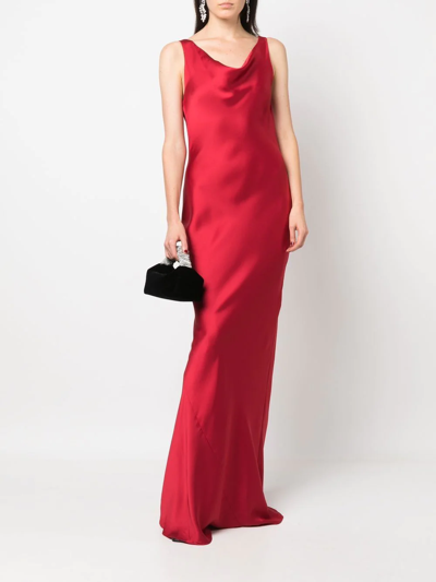 Shop Norma Kamali Maria Cowl-neck Gown In Rot