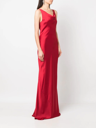 Shop Norma Kamali Maria Cowl-neck Gown In Rot