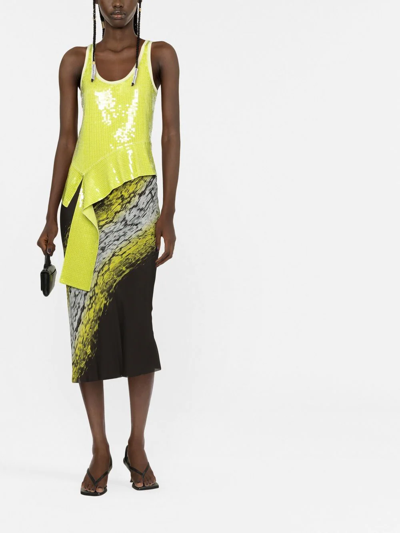 Helmut Lang Green Sequinned Tank Top In Grün