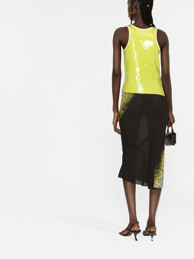 Helmut Lang Green Sequinned Tank Top In Grün