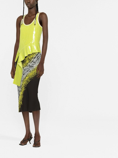 Helmut Lang Green Sequinned Tank Top In Grün