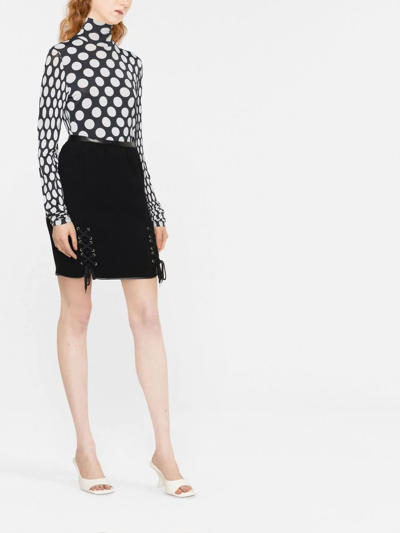 Shop Moschino Lace-up Fastening Detail Skirt In Schwarz