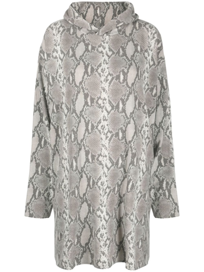 Shop Mm6 Maison Margiela All-over Snake-print Hooded Dress In Grau