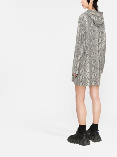Shop Mm6 Maison Margiela All-over Snake-print Hooded Dress In Grau
