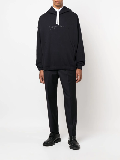 Giorgio Armani Ssense Exclusive Black Logo Hoodie In Blau