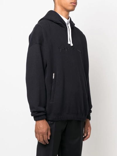 Giorgio Armani Ssense Exclusive Black Logo Hoodie In Blau
