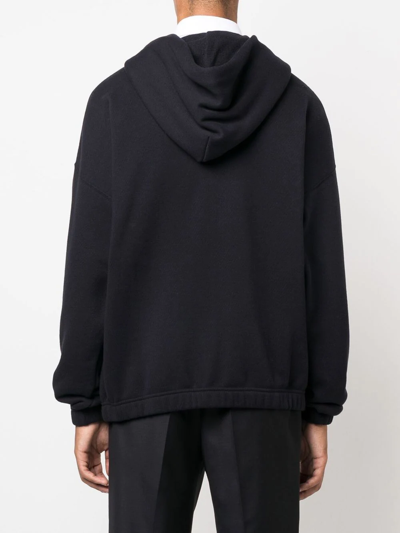 Giorgio Armani Ssense Exclusive Black Logo Hoodie In Blau