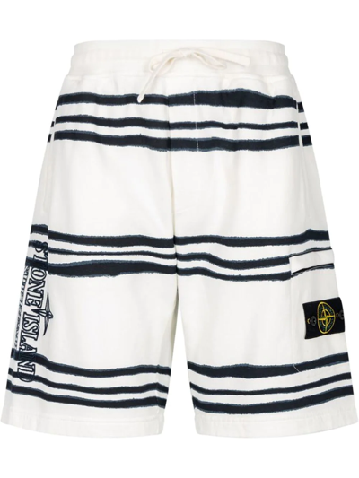 Shop Supreme X Stone Island Warp Striped Shorts In White
