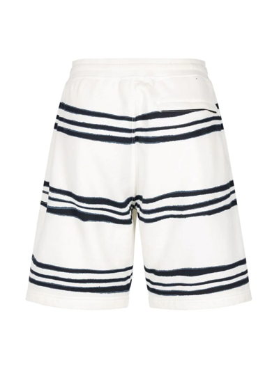 Supreme X Stone Island Striped Shorts In White