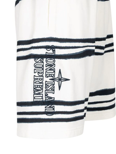 Supreme X Stone Island Striped Shorts In White