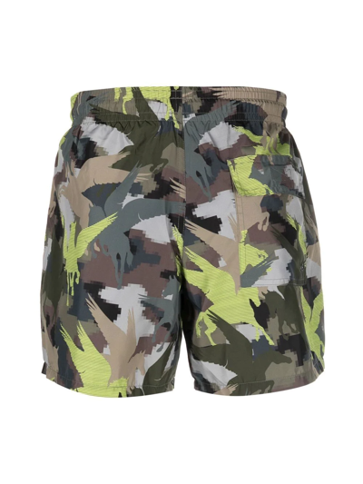Shop Etro Pegaso Camouflage-print Swim Shorts In Grün