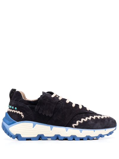Shop Etro Earthbeat Embroidered Low-top Sneakers In Blau